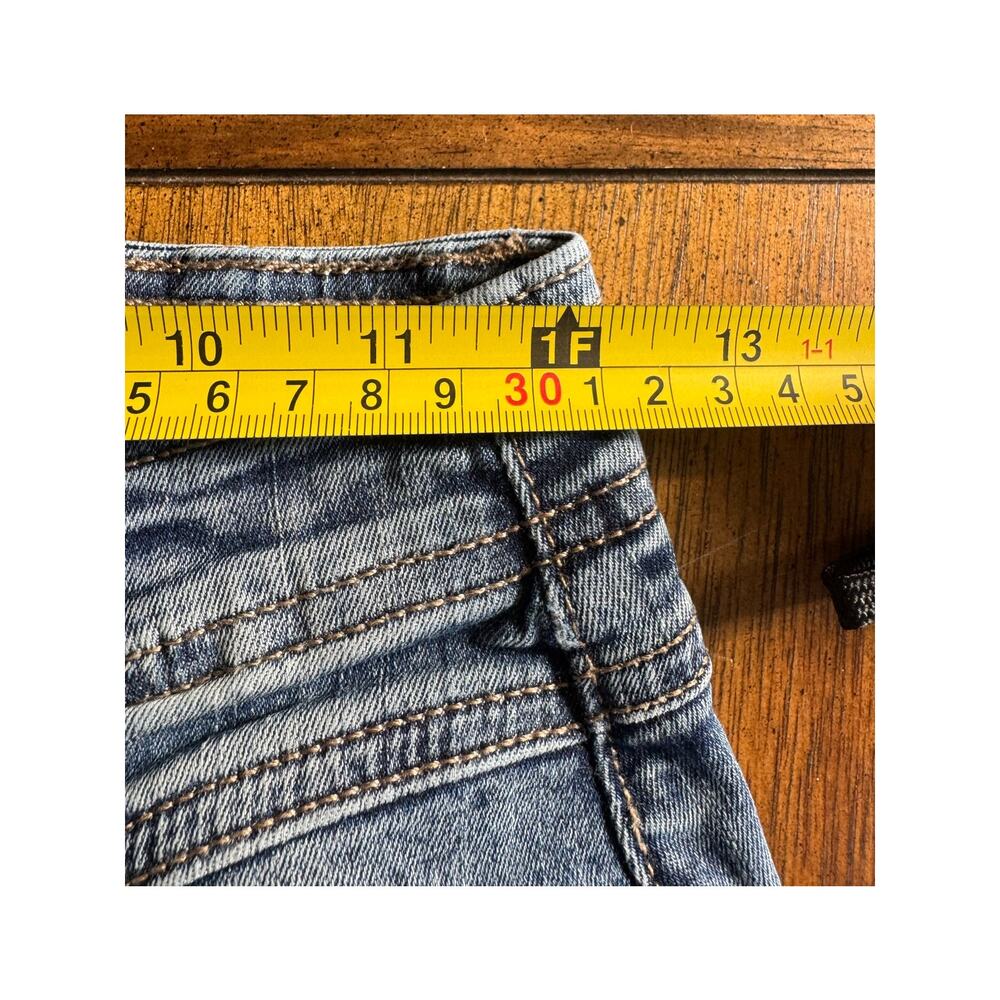 SO High Rise Flare Jeans Juniors 3 26W Front Seam 70s Boho Stretch Denim - Picture 9 of 10